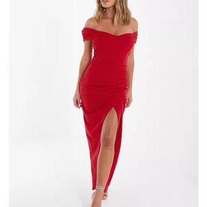 Elegant Red Off-Shoulder Dress